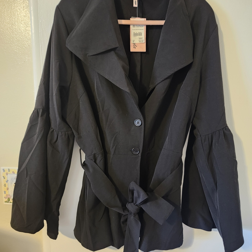 Black Blazer with Tie Waist